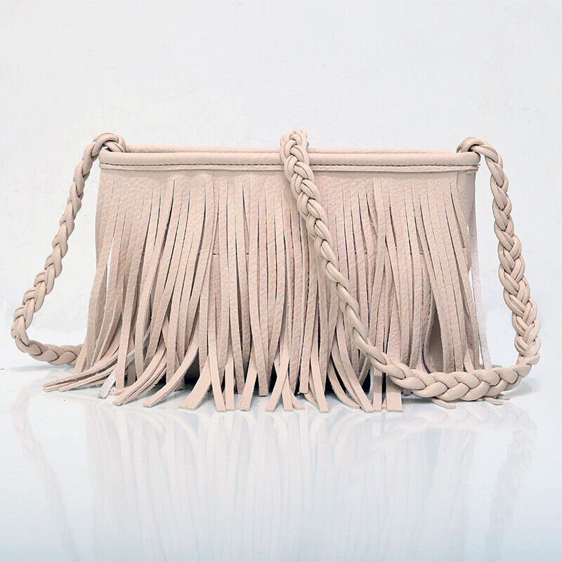 Retro PU Leather Hand-woven Tassel Shoulder Diagonal Designer Handbag Square Bag