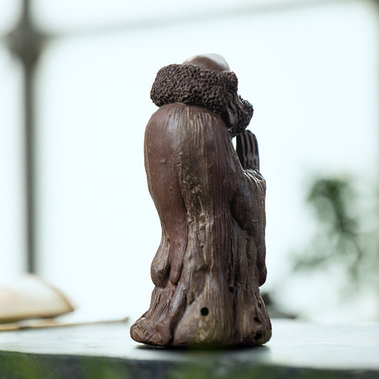Buddhism Dharma Tea Pet Statue Chinese Yixing Zisha Pottery Purple Clay