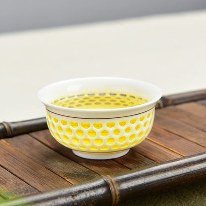 2pcs/lot 45ml Tea Cup Hollow-out Design Cup of Tea Ceramic Porcelain Cup