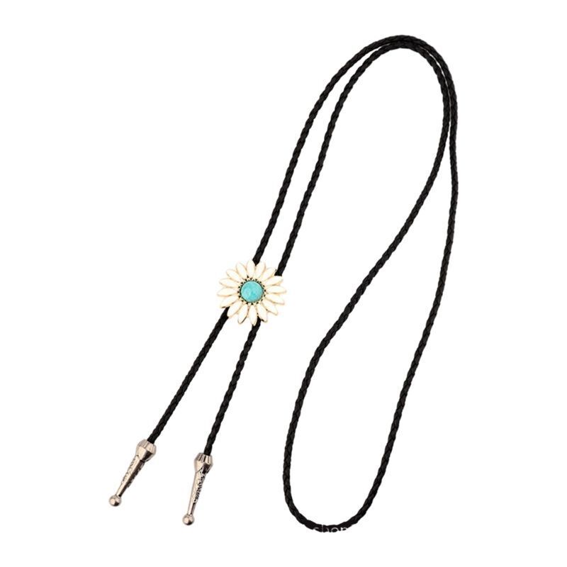 Men Bolo Tie Alloy Polyester Cowboy Flower Gemstones Shirts Sweaters Accessories