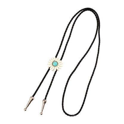 Men Bolo Tie Alloy Polyester Cowboy Flower Gemstones Shirts Sweaters Accessories