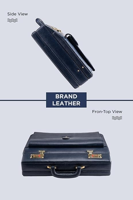 New Leather Travel Briefcase with Combination Lock Office Business Handbag
