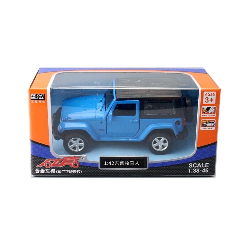 1:43 Diecast Jeep Wrangler Metal Car Model Diecast Toy Pull Back Door Open