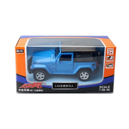 1:43 Diecast Jeep Wrangler Metal Car Model Diecast Toy Pull Back Door Open