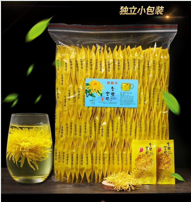 100 Pack Emperor Chrysanthemum Tea, Giant Golden JU HUA Big Blooming Tea-