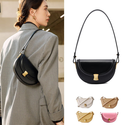 Small Mini Real Leather Flap Saddle Bag Shoulder Purse Clutch Crossbody Fasshion