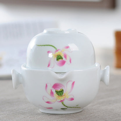 Ceramics Tea Set Include 1 Pot 1 Cup Porcelain Gaiwan Teapot Kung Fu Travel