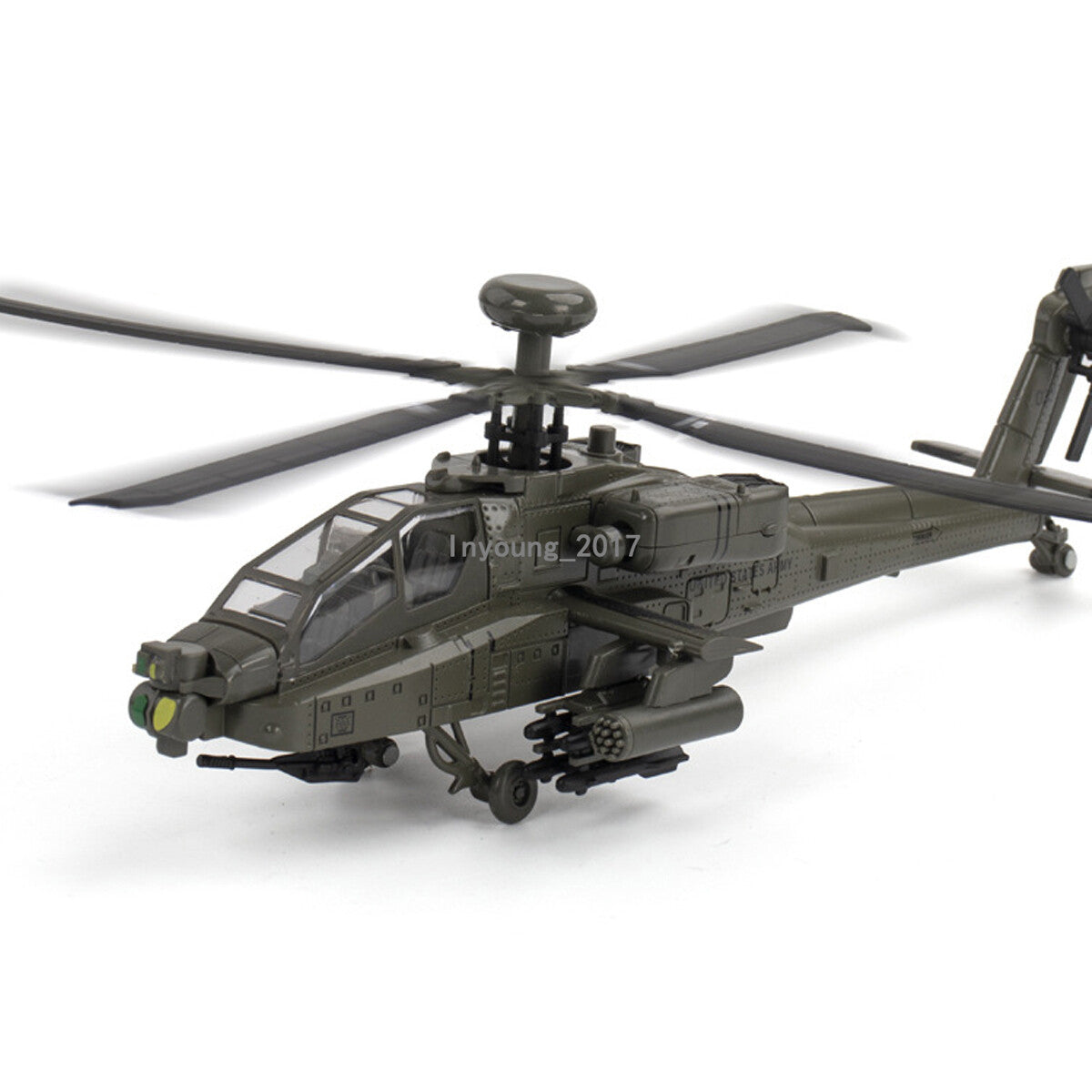 Boeing AH-64 Apache Helicopter Model Diecast Airplane Toys with Light Sound