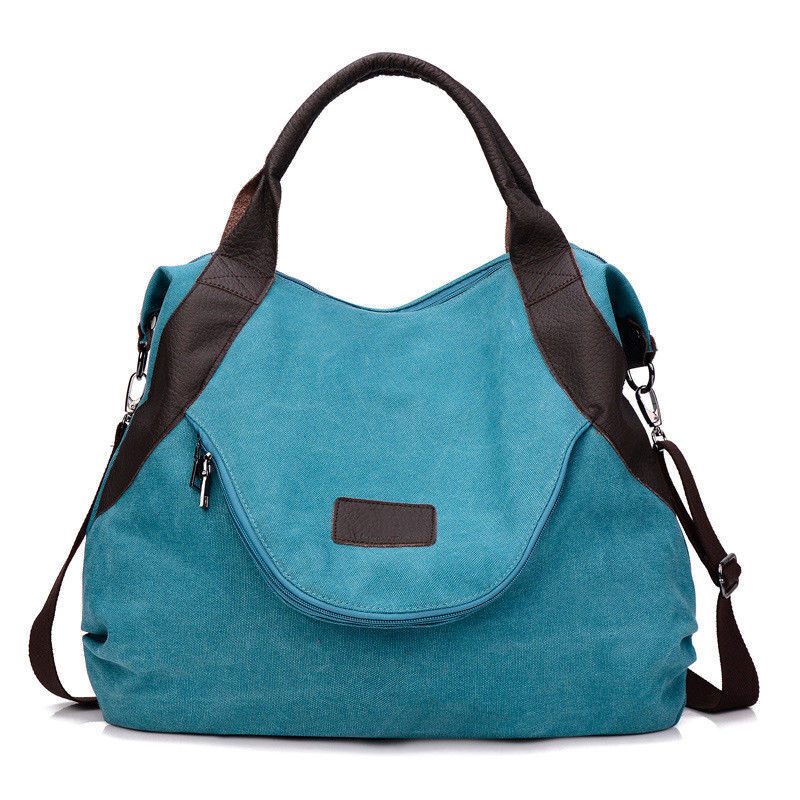 Women Ladies Large Pocket Casual Shoulder Cross body Handbags Canvas Leather Bag