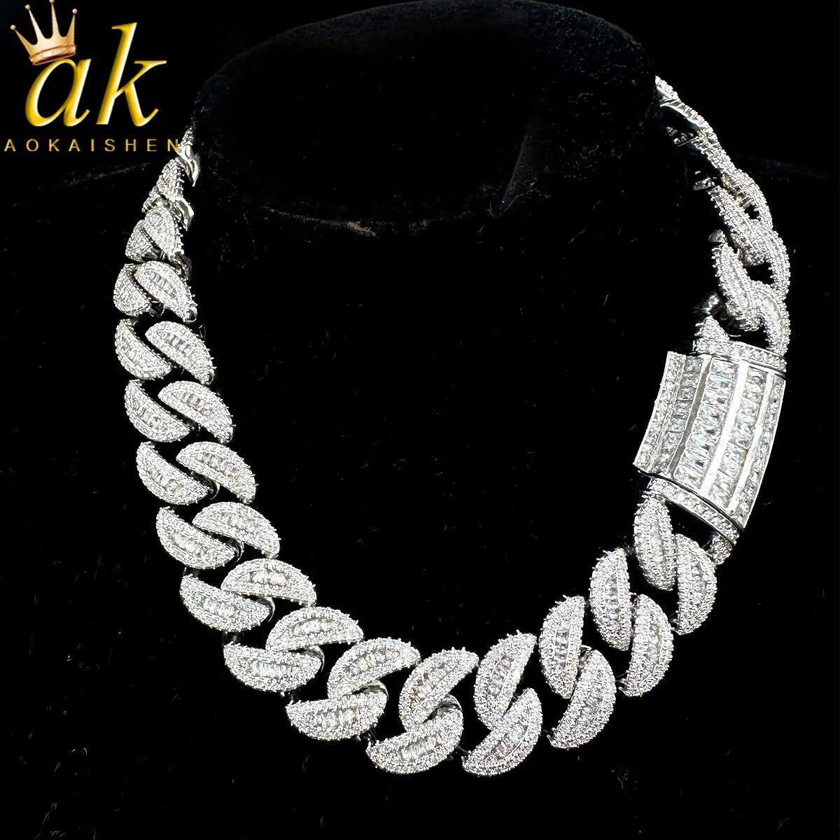 20MM 5AAA+ Real Gold Plated CZ Ice Out Hop Hip Cuban Link Chain Necklace 16-28''