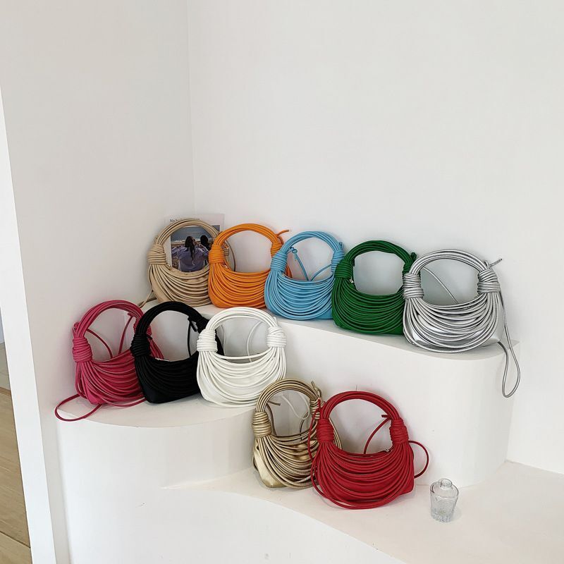 Shoulder Bags Stylish Line Knotted Handle Handbag Purse Synthetic Crossbody Bag