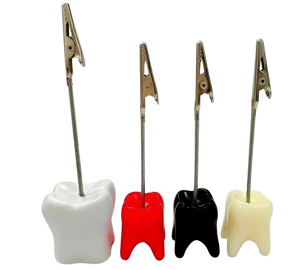Business Card Holder Tooth Shaped Dental Clinic Desk Decoration Resin 3.5x3x13cm