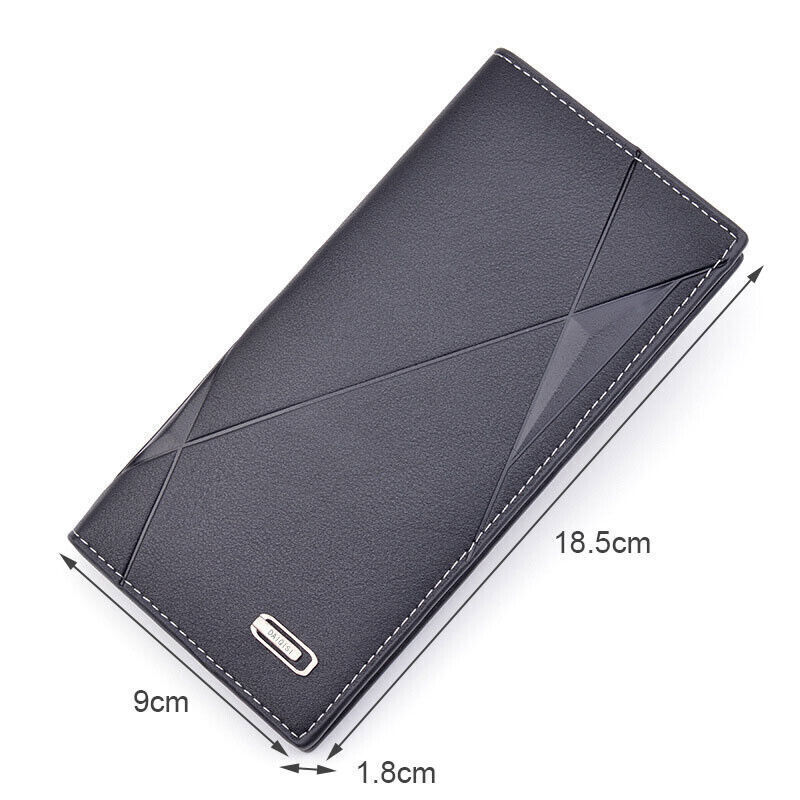 Men's Bifold Leather Wallet Long Zip Clutch Purse Credit Card Holder Handbag