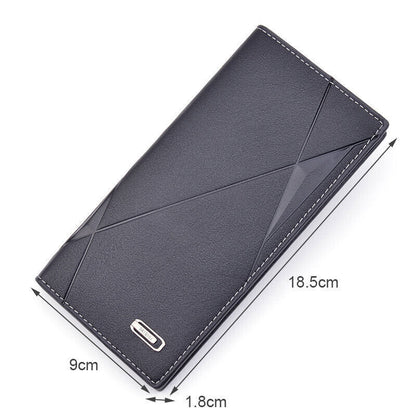 Men's Bifold Leather Wallet Long Zip Clutch Purse Credit Card Holder Handbag