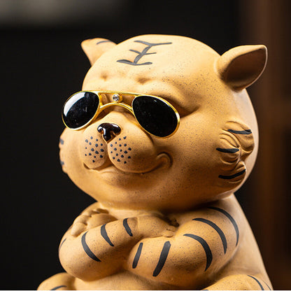 House Warming Gift Zisha Purple Clay Tea Pet Tiger Money Box Mascot Tea Play