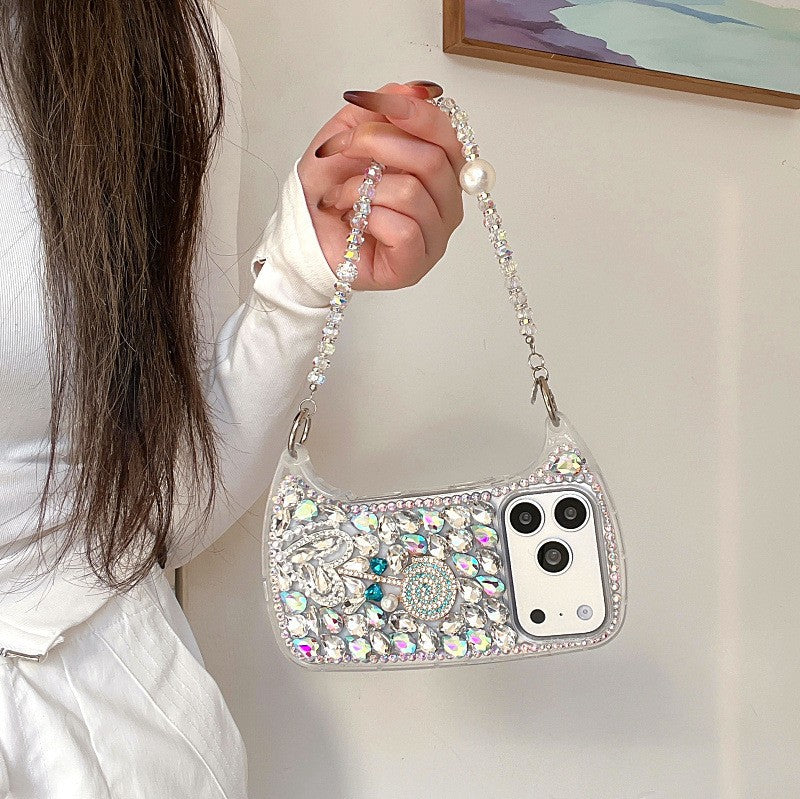 Diamond Flower Crystal Charms Mobile Phone case for iPhone 17/16 /5/14 Pro Max