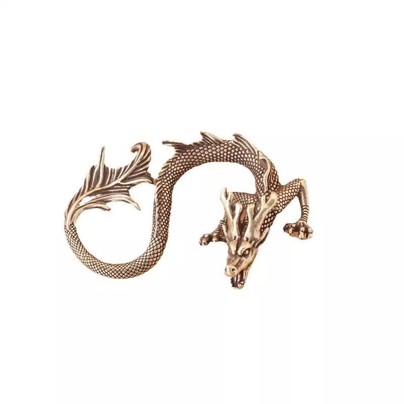 1pc Retro Brass Dragon Sculpture Ornament Tea Table Tea Pets Copper Figurine