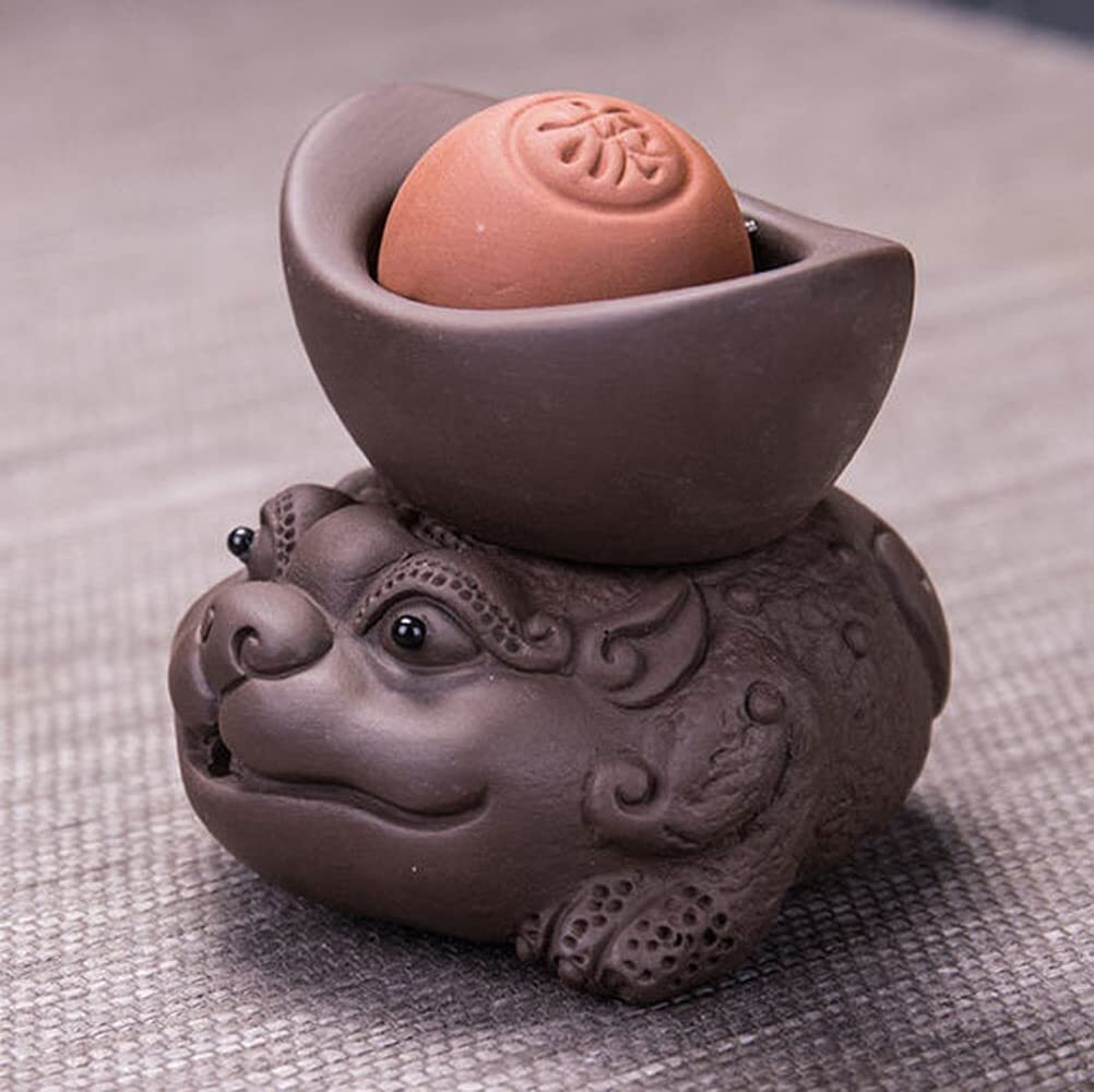 7.5cm Purple Sand Toad Tea Pet Decor Tea Play Handmade Kung Fu Tea Set
