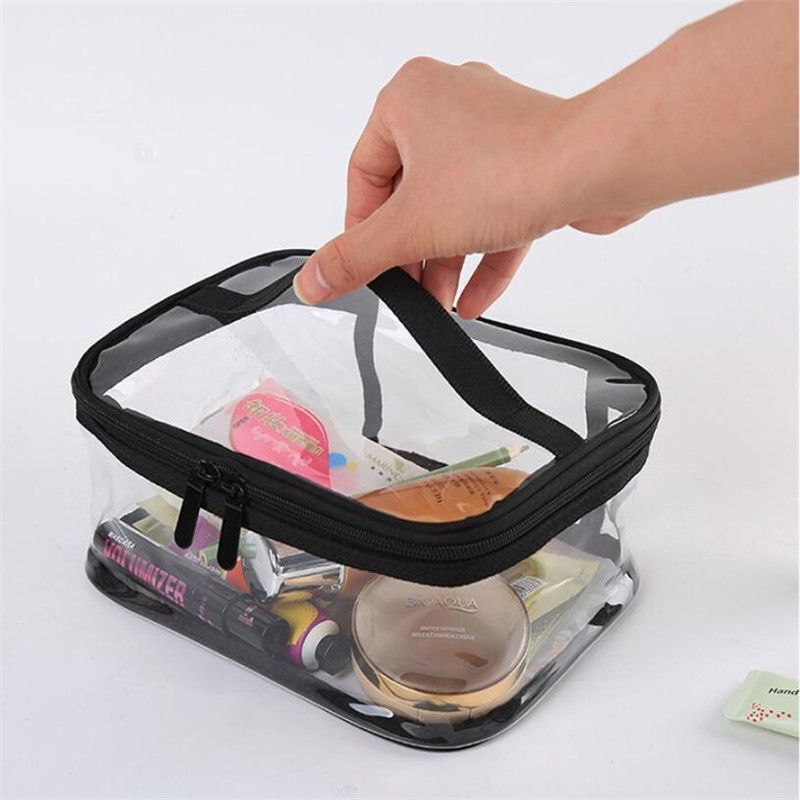 1pc Traveling PVC Cosmetic Bags Transparent Clear Makeup Bags Tote Handbags Case