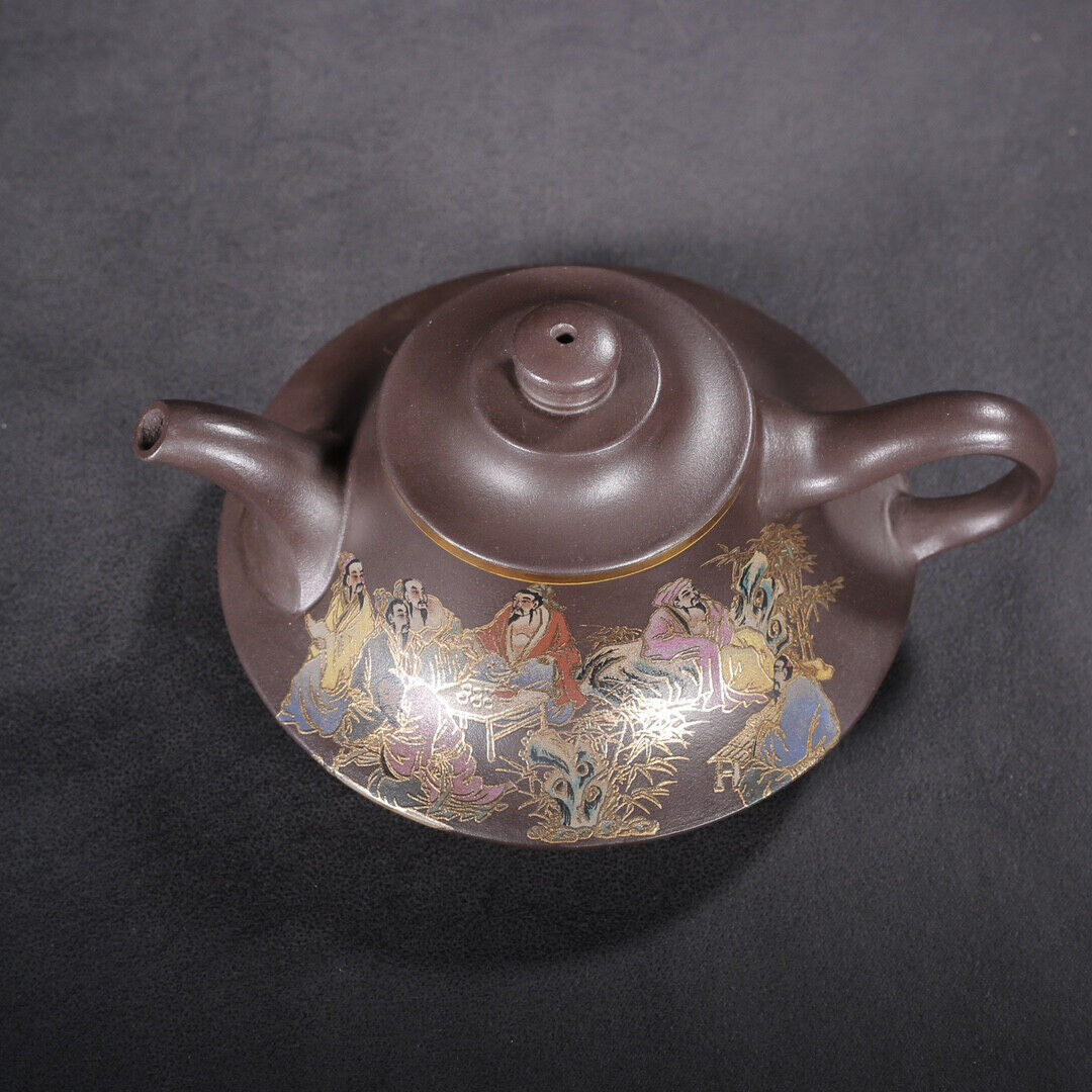 Chinese Yixing Zisha Clay Handmade Exquisite Teapot（ 竹林七贤 盖款：汪宝根）