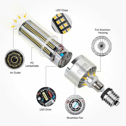 Super Bright LED E27 Corn Bulb 25W-200W Lamp 110V 220V Smart IC E39 E4 Big Power