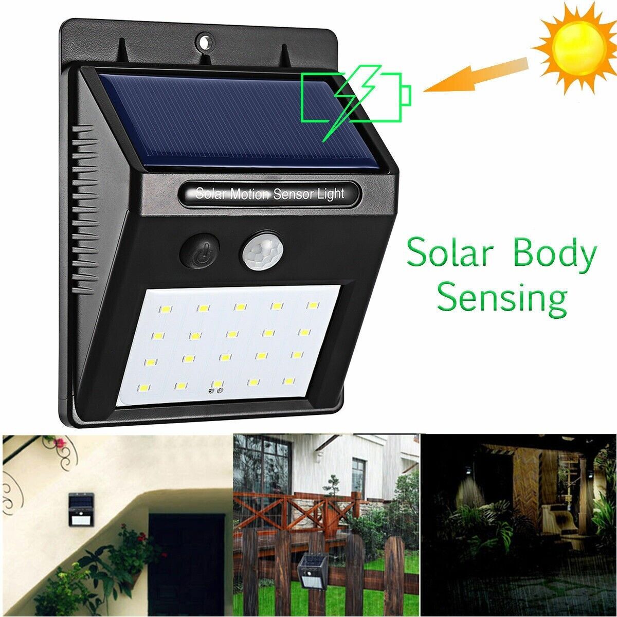 4 Luz LED Solar Para Exterior Con Sensor De Movimiento Jardin Patio Casa Lampara