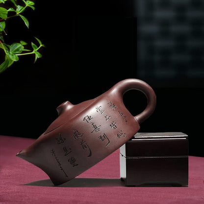300ml Yixing Purple Clay Handmade Chinese Character Pattern Teapot Tea Kettle