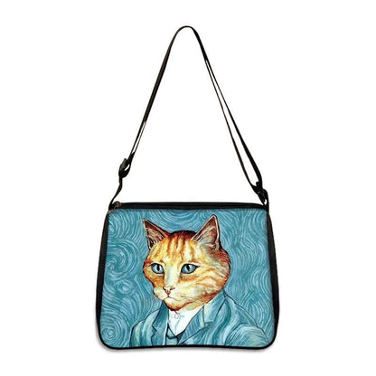 Funny Cat Cosplay Messenger Bag Handbag Canvas Underarm Shoulder Bags Crossbody