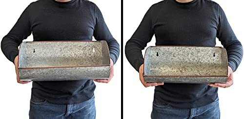 2 Piece Galvanized Wall Mount Flower Pot Set - 14" & 16" Long Planters