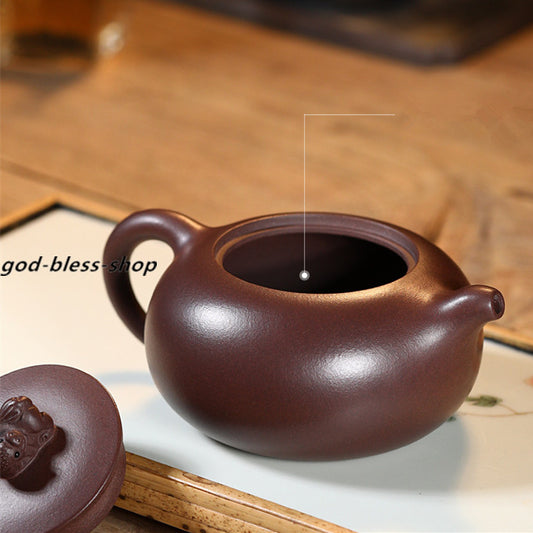 Handmade Tea Pot Mascot Statue On Lid Real Yixing Zisha Pot Marked Master Teapot