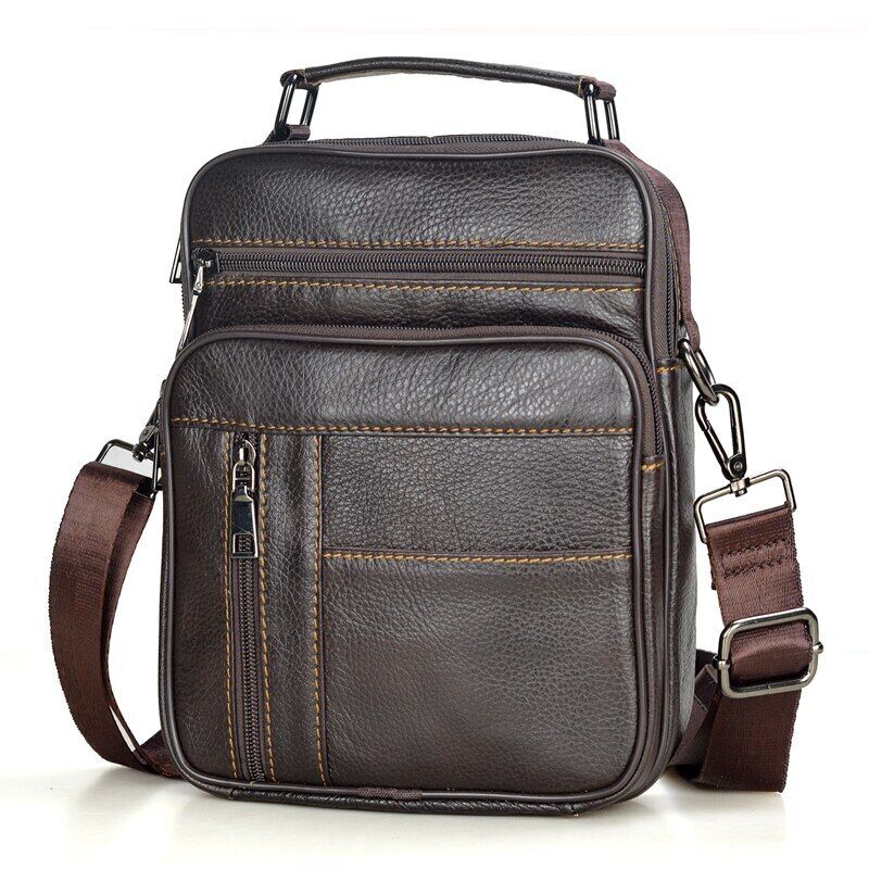 Men Genuine Leather Handbag Male Shoulder Bag Cowhide Leather Bag Men's Tote