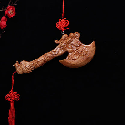 28cm Chinese Traditions Culture Peach Wood Axe Blessing Exorcise Evil Ornaments