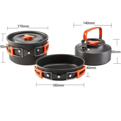 Portable Outdoor Camping Cookware Set Lightweight Kettle Pot Pan Hiking Picnic