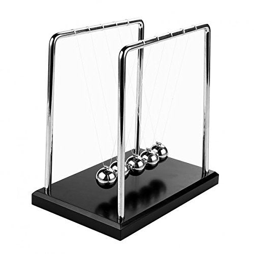 Newton's Cradle with 1 Inch Balance Balls and 7.25" x 4.6" Black Wooden Base
