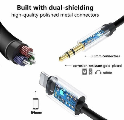 For iPhone 7 8 X XR 11 12 13 Pro Max 8 Pin to 3.5mm AUX Audio Car Adapter Cord