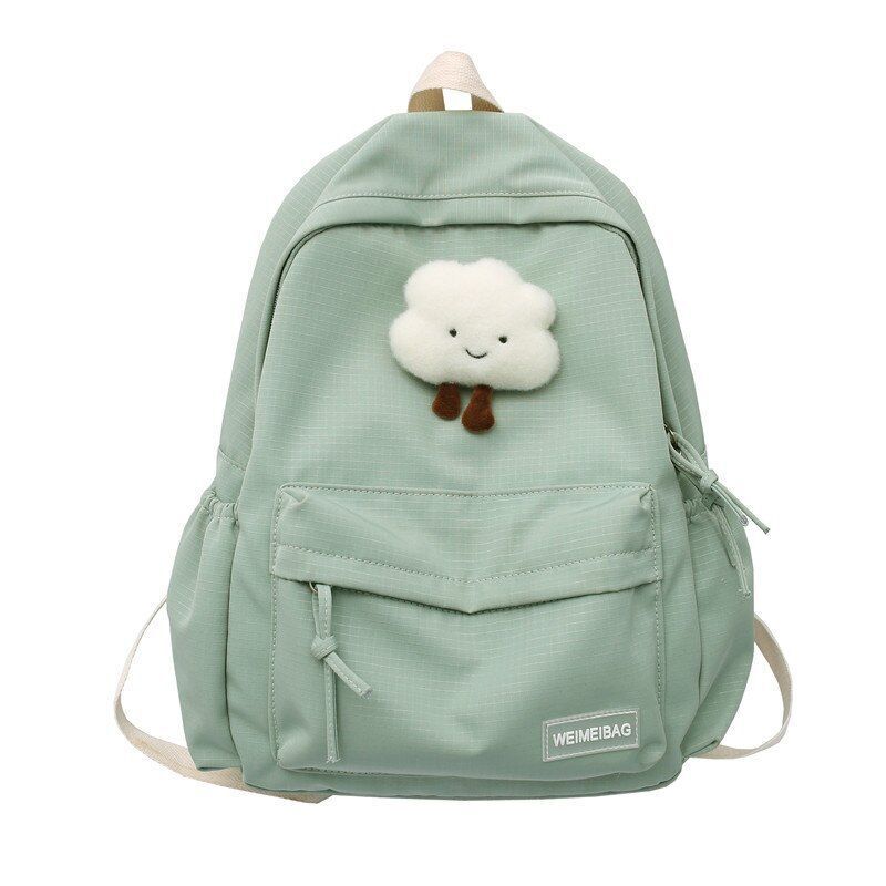 Waterproof Nylon School Backpack Large Solid Color Travel Bag College Schoolbag