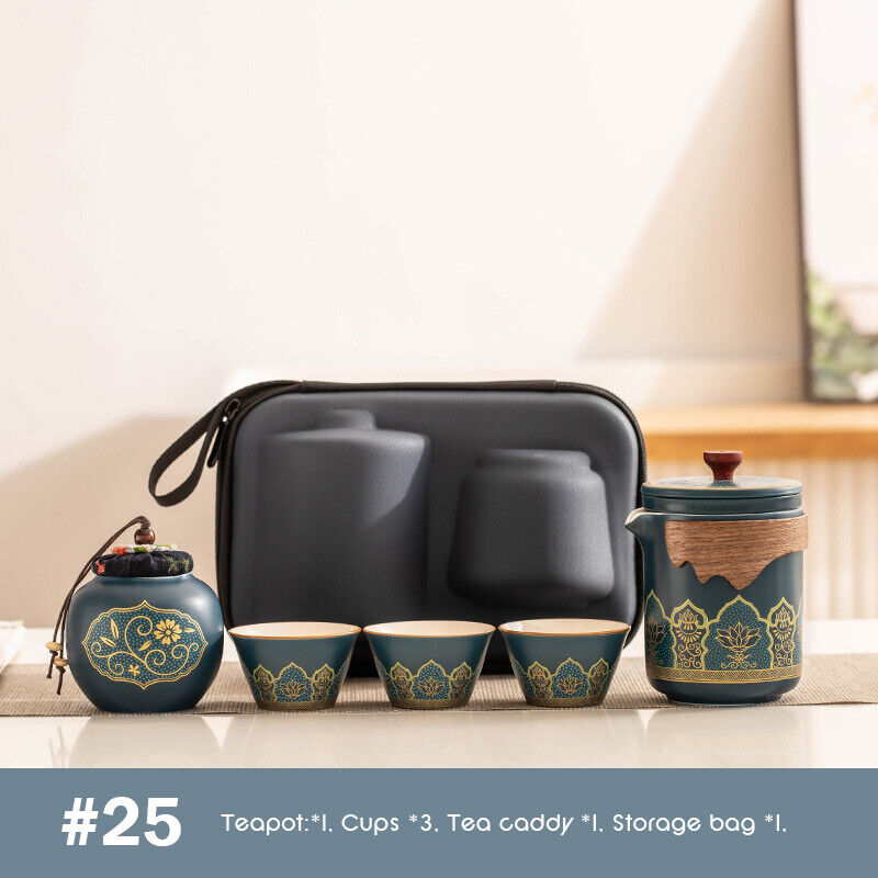 Outdoor Office Camping Tea Ceramic Set Porcelain Chinese Gongfu Tea Cup Set