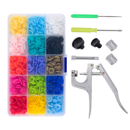 Metal & Resin 150PCS Snap Buttons Press Tool Kit with Fastener Pliers for DIY