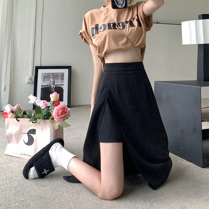 Women's Skirt High Waist Slimming Suit Summer New Irregular Mid-Length Skirt