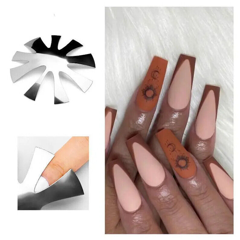 Nail Cutter Plate Stainless Steel Reusable French Style V-Shape Manicure Toolkit
