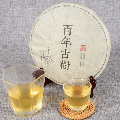 Old Tree Tea 357g Pu-Erh Tea Hundred Year Cake Golden Leaf Gift Tea
