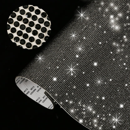 Black DIY Rhinestone Sticker Sheet Self Adhesive Bling Crystal Decal Car Decor