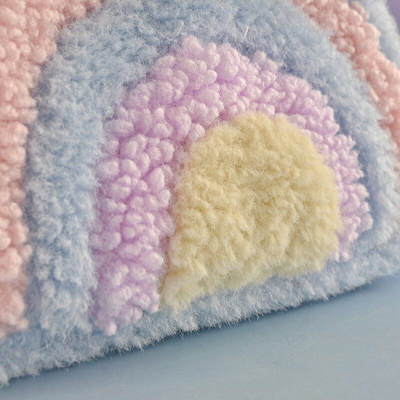 Rainbow Plush Purse Handbag Cloud Shoulder Bags 27*5*27 CM Acrylic Chain 86 CM