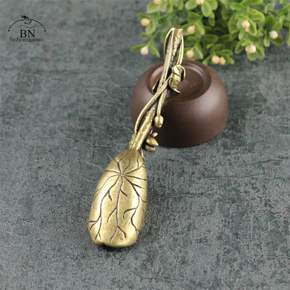 2022 Creative Tea Scoops Shovel Brass Copper Lotus Lotus Root Bamboo Tableware