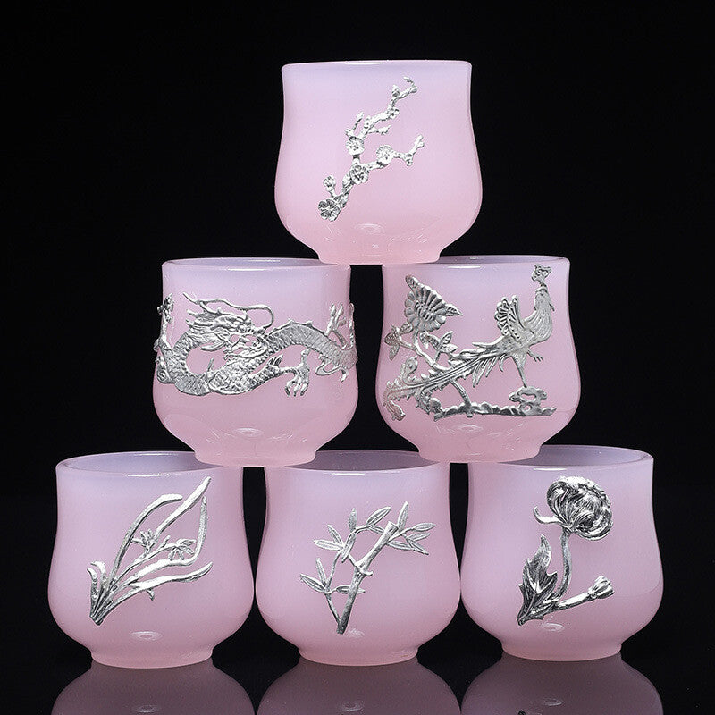 1pc 80ml Chinese Tea Cup Porcelain Tea Cup for Lady Pink Glaze Personal Cup