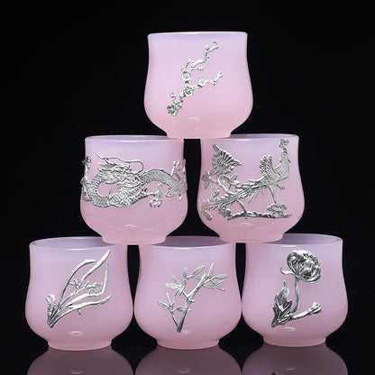 1pc 80ml Chinese Tea Cup Porcelain Tea Cup for Lady Pink Glaze Personal Cup