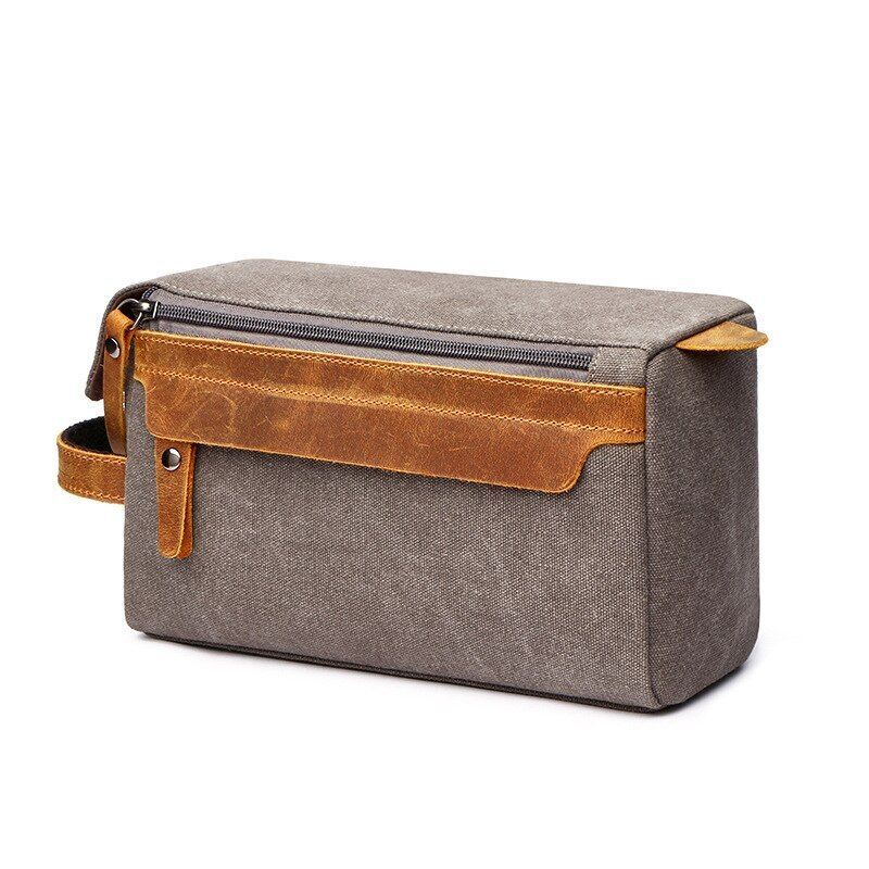 Toiletry Bag Shaving Kit Bag Leather Travel Shaving Bag Canvas Purse 24x12x15 Cm