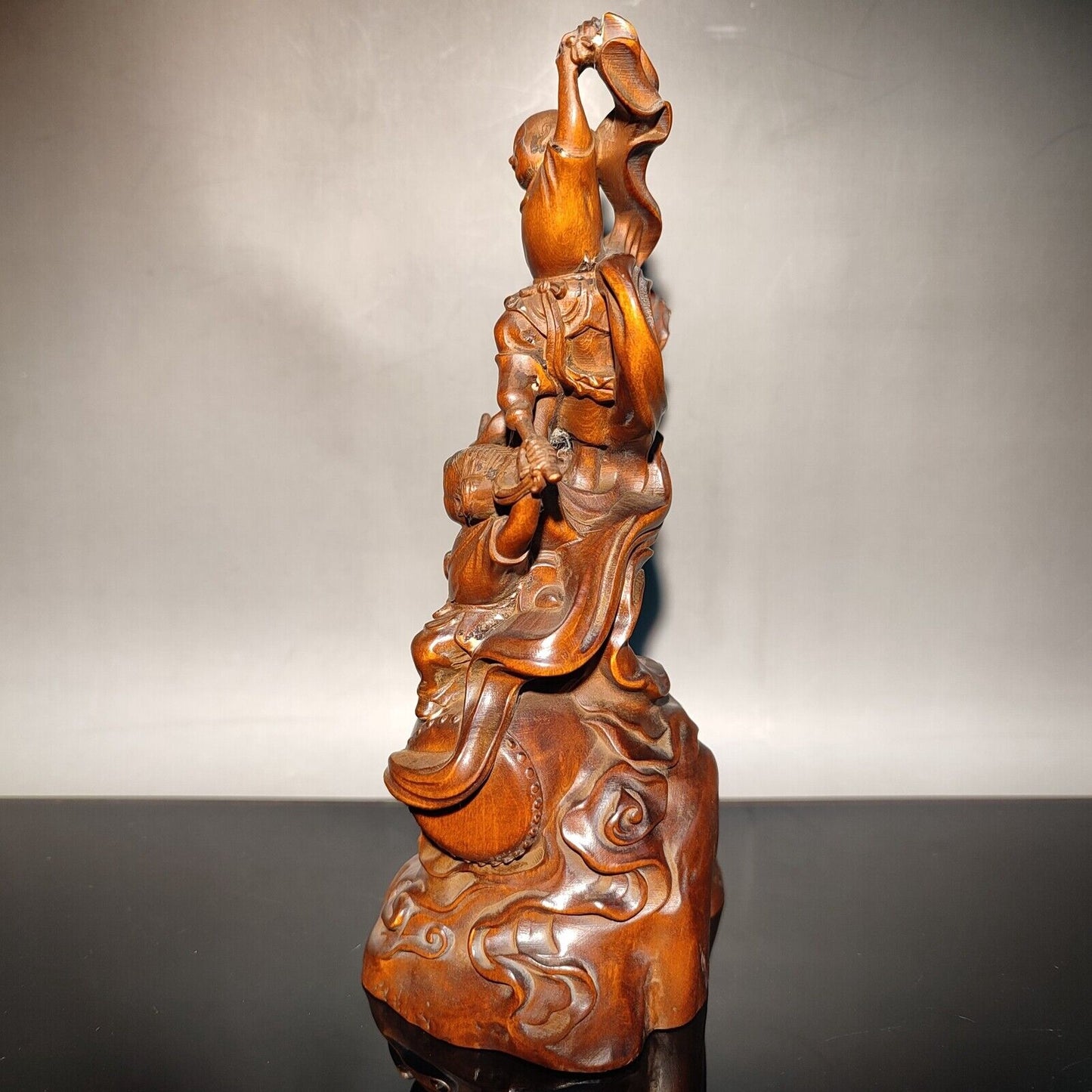 decorative sculpture happy children play drum dance anniversary gift carved wood