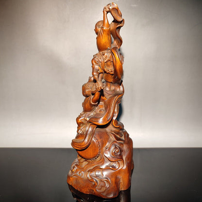 decorative sculpture happy children play drum dance anniversary gift carved wood