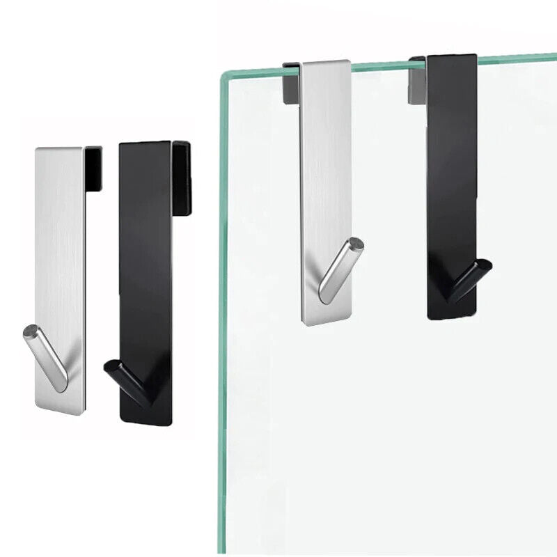 Over Glass Door Hooks Stainless Steel S-Shape Holder Bathroom Shower Towel Racks